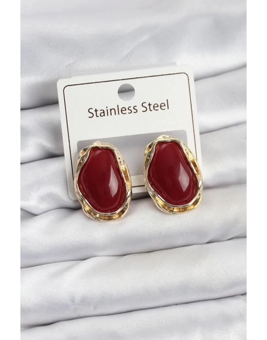 Beyaz Damla Model Pirinç Vintage Kadın Küpe