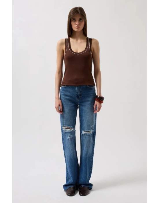 Biye Detay Halter Yaka Bluz