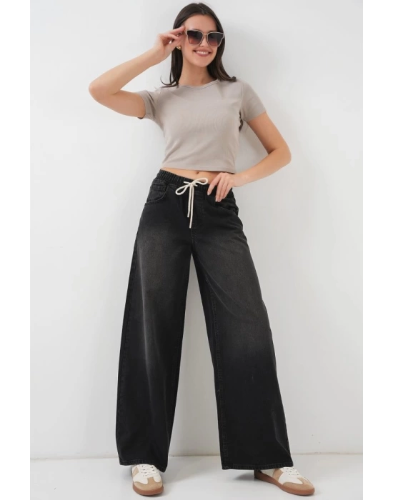 Bol Paça Kot Pantolon 6705 - Siyah