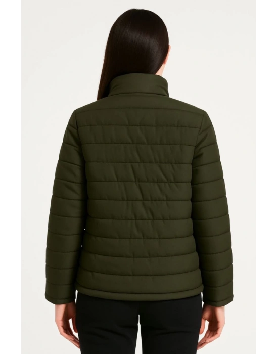 Bomber Mont Ceket – Su İtici Kumaş, Kapitone Astarlı, Fermuarlı, Kışlık - Haki