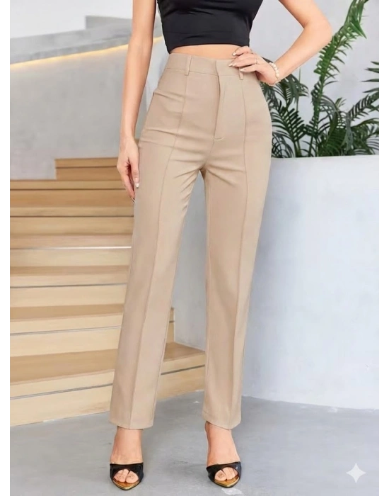 Bordo Renk Yüksek Bel Maskülen Kesim Kumaş Pantolon