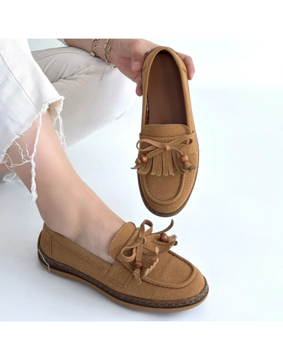 Boriy Taba Deri Tozu Süet Babet Ayakkabı