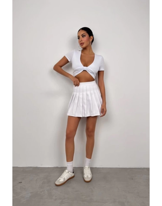 Büzgü Detay Crop Bluz