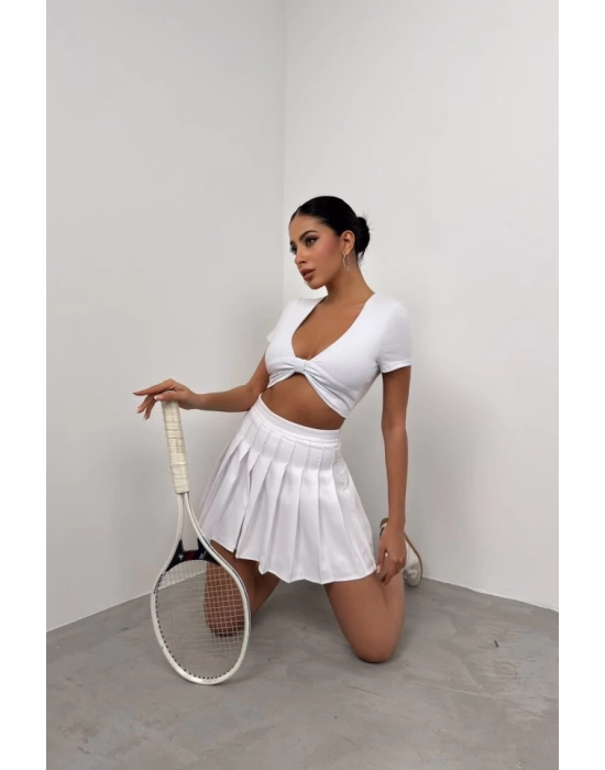 Büzgü Detay Crop Bluz