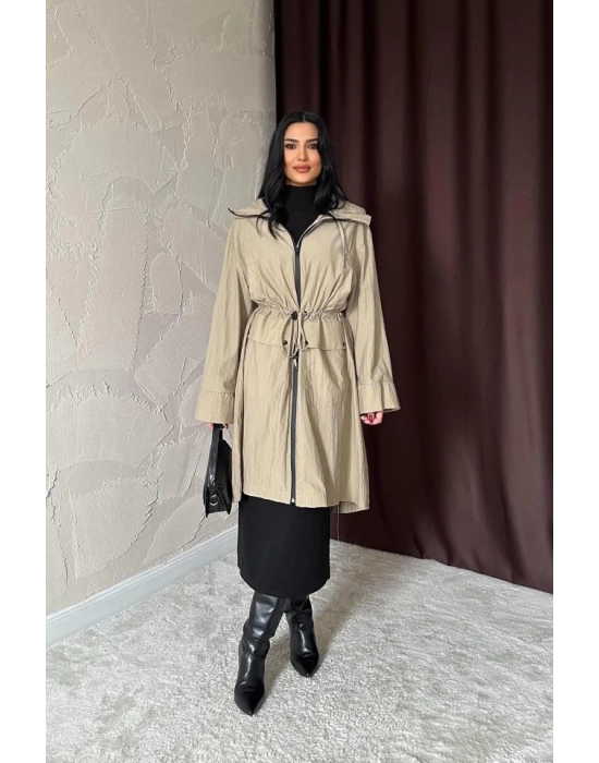 Camel Askı Detaylı Trençkot