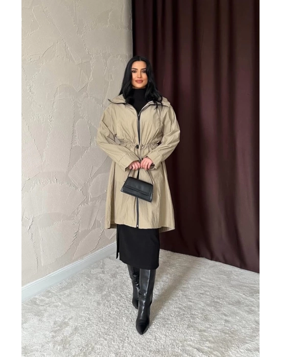 Camel Askı Detaylı Trençkot