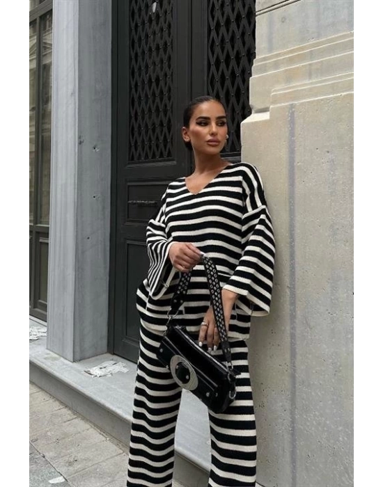 Candy Çizgili Straight Fit Pantolon Takım 9705-015