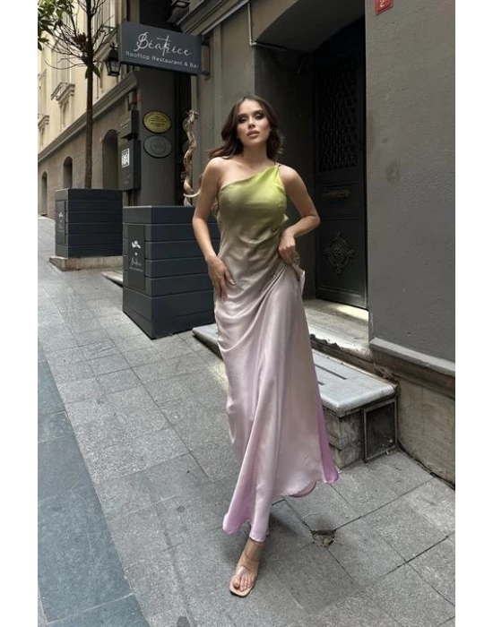 Carol Tek Omuz Saten Elbise 2613