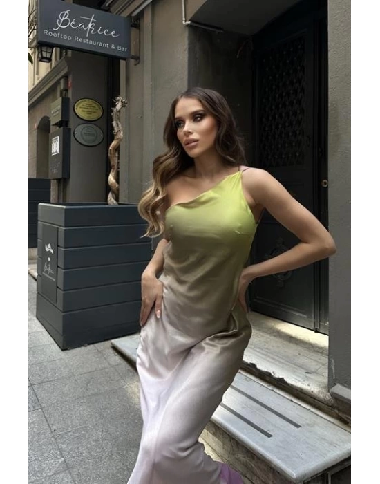 Carol Tek Omuz Saten Elbise 2613