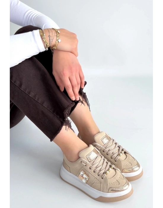 Ceans Bej Süet Bağcıklı Spor Ayakkabı