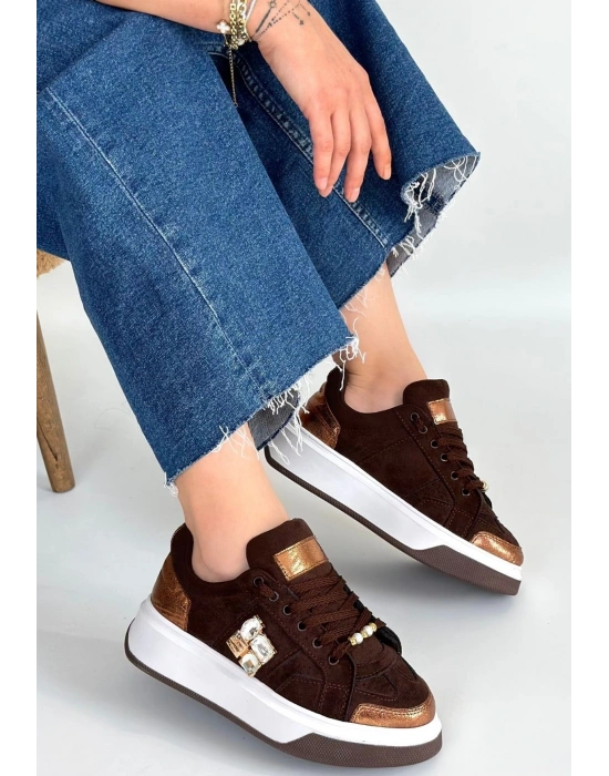 Ceans Kahverengi Süet Bağcıklı Spor Ayakkabı