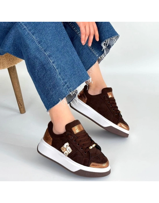 Ceans Kahverengi Süet Bağcıklı Spor Ayakkabı