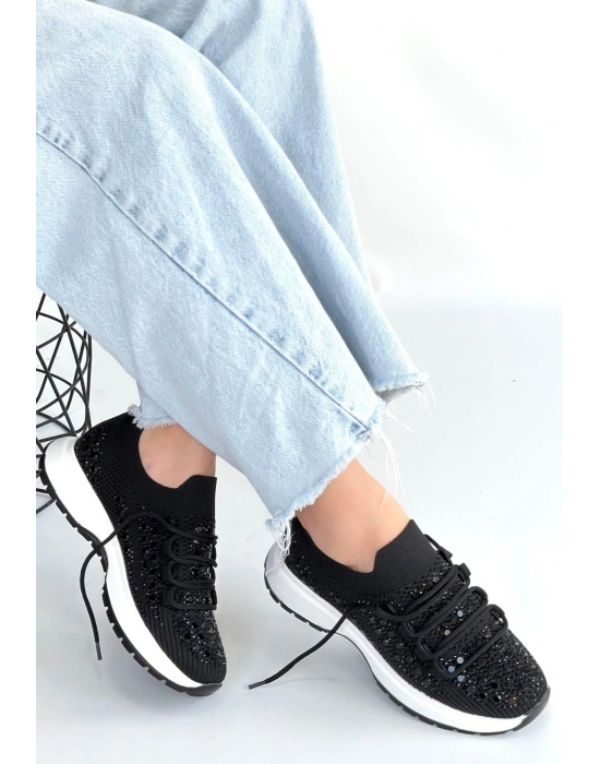 Ceas Siyah Triko Bağcıklı Spor Ayakkabı