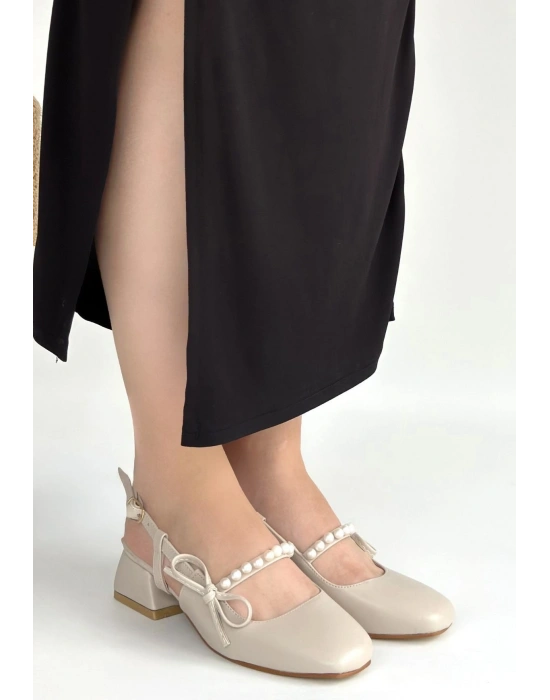 Ceyda Bej Cilt Topuklu Ayakkabı