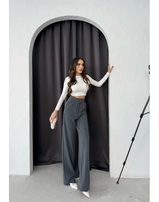 Cırtlı pantolon krep füme pt