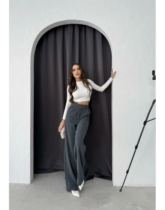 Cırtlı pantolon krep füme pt