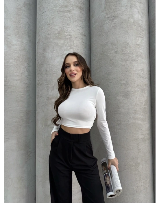 Cırtlı pantolon krep siyah pt