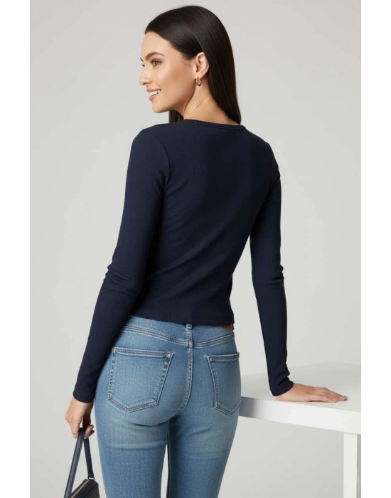 Çıtçıt Detaylı Bluz Lacivert T4343
