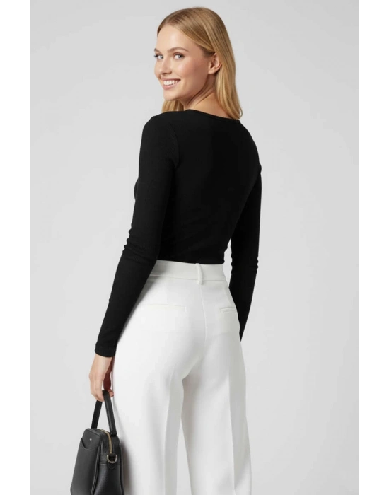 Çıtçıt Detaylı Bluz Siyah T4343