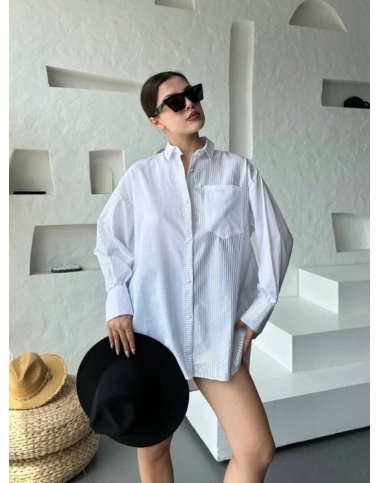 Çizgili Oversize Gömlek