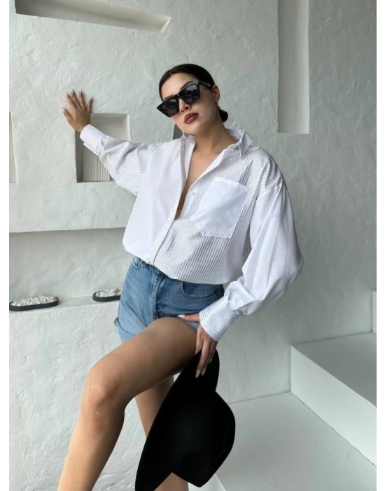 Çizgili Oversize Gömlek