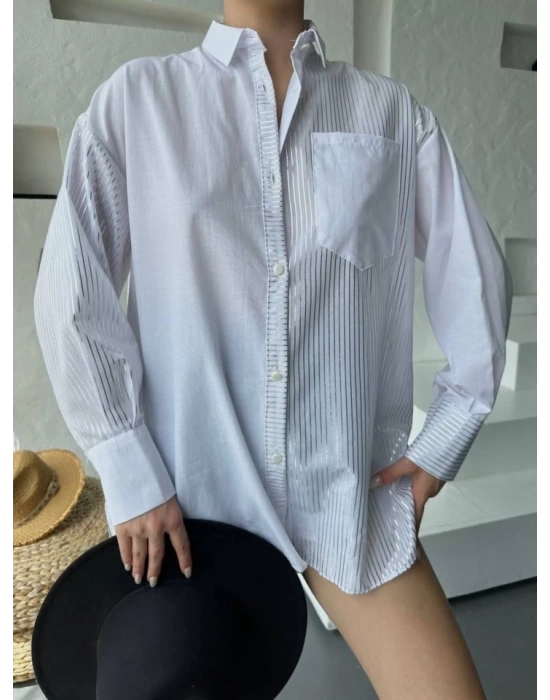 Çizgili Oversize Gömlek