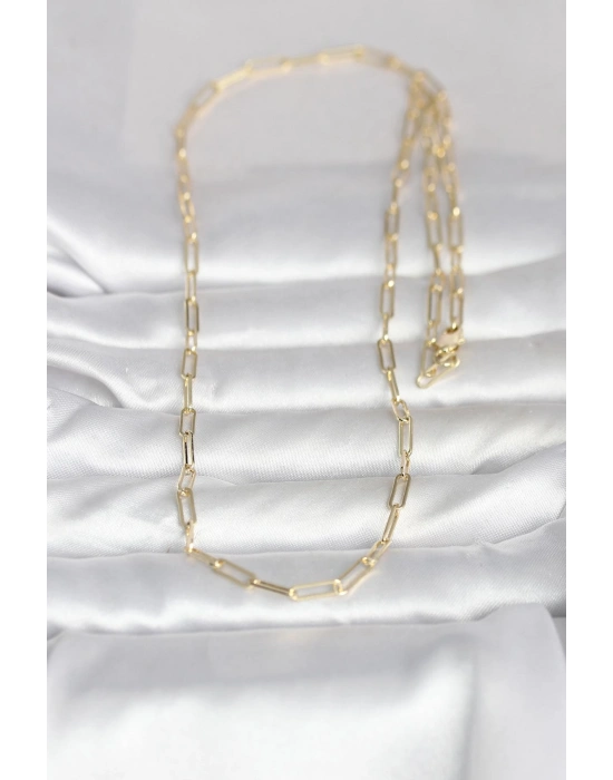 CM 14K Gold Renk Ataç Zincirli Model 60 cm Kadın Kolye