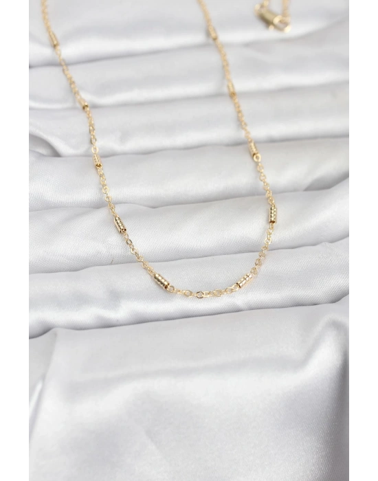 CM 14K Gold Renk Bar Zincir Model 60 cm Kadın Kolye