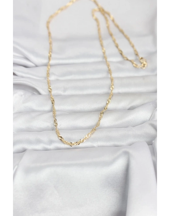 CM 14K Gold Renk Burgu Yassı Model 60 cm Kadın Kolye