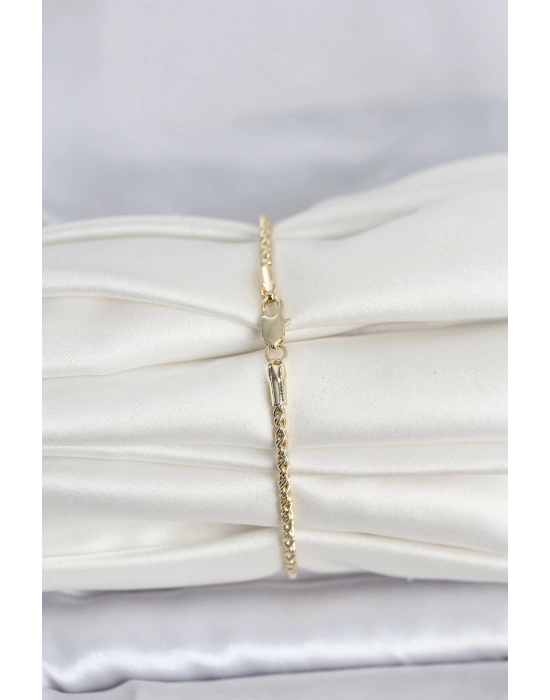 CM 14K Gold Renk Burgulu Zincir Model Kadın Bileklik