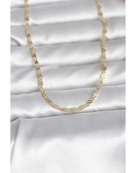 CM 14K Gold Renk Çizgi Lazer Model 60 cm Kadın Kolye