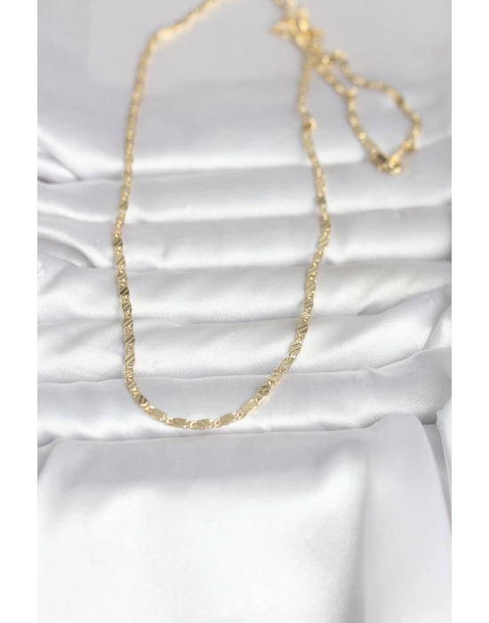 CM 14K Gold Renk Çizgi Lazer Model 60 cm Kadın Kolye