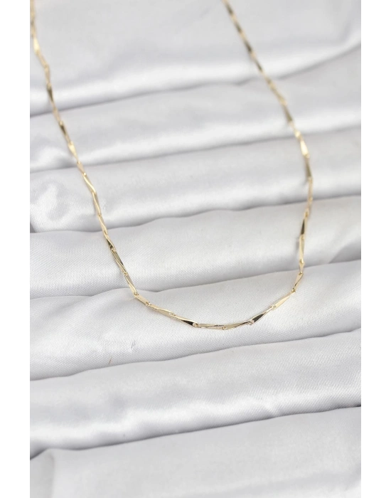 CM 14K Gold Renk Çubuk Kesme Zincir Model 60 cm Kadın Kolye