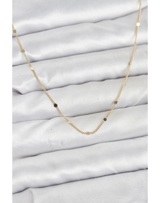 CM 14K Gold Renk Ezme Pul Model 60 cm Kadın Kolye