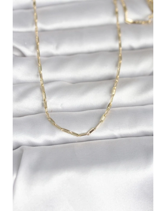 CM 14K Gold Renk İnce Ataç Zincir Model 60 cm Kadın Kolye