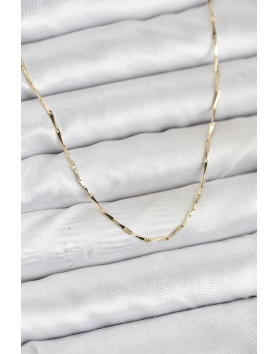 CM 14K Gold Renk İnce Kesim Çubuk Model Zincir Kadın Kolye