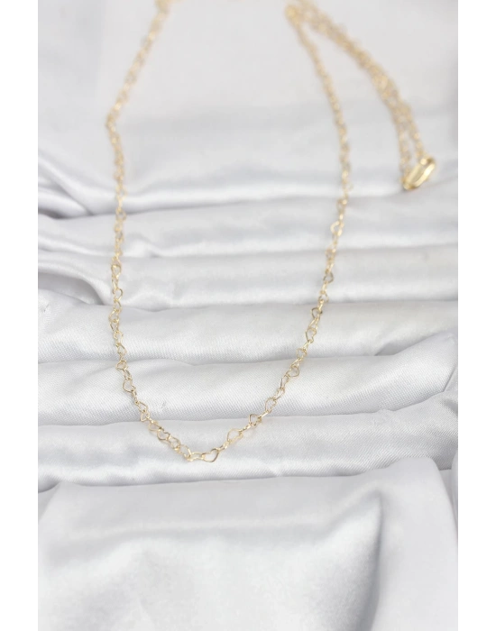 CM 14K Gold Renk Kalp Zincirli 60 cm Kadın Kolye