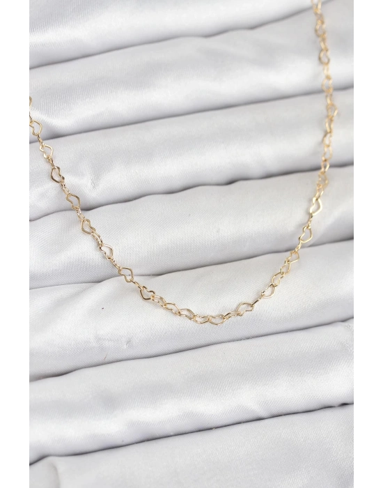 CM 14K Gold Renk Kalp Zincirli Kadın Kolye