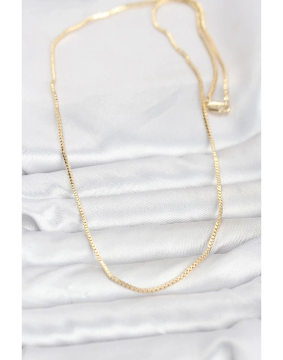 CM 14K Gold Renk Kare Zincirli Model 60 cm Kadın Kolye