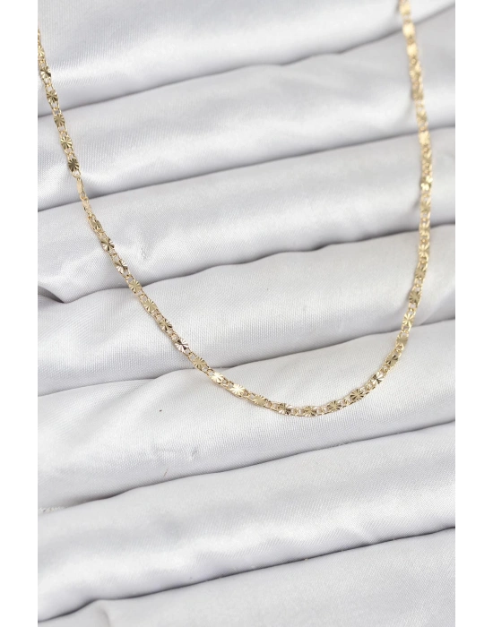 CM 14K Gold Renk Lazer İnce Zincirli Kadın Kolye