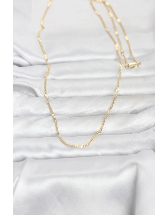 CM 14K Gold Renk Lazer Puntalı Model 60 cm Kadın Kolye