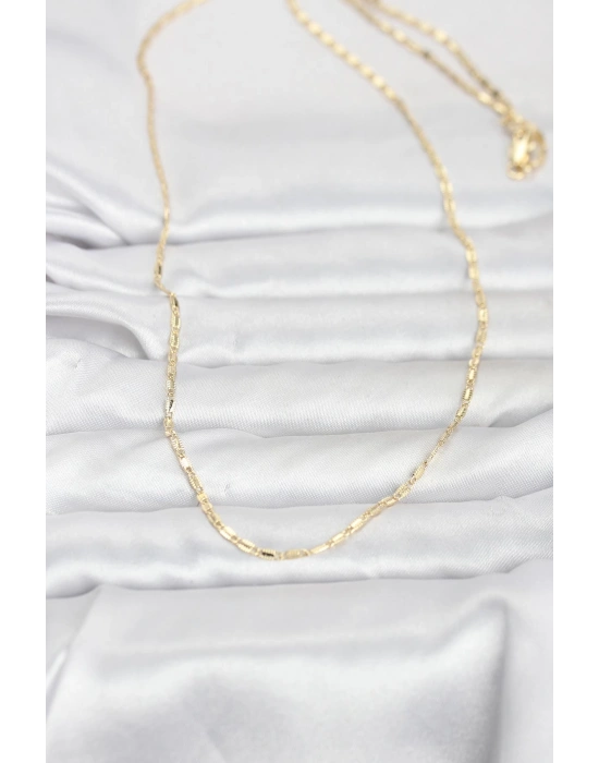 CM 14K Gold Renk Lazerli Zincir Model 60 cm Kadın Kolye