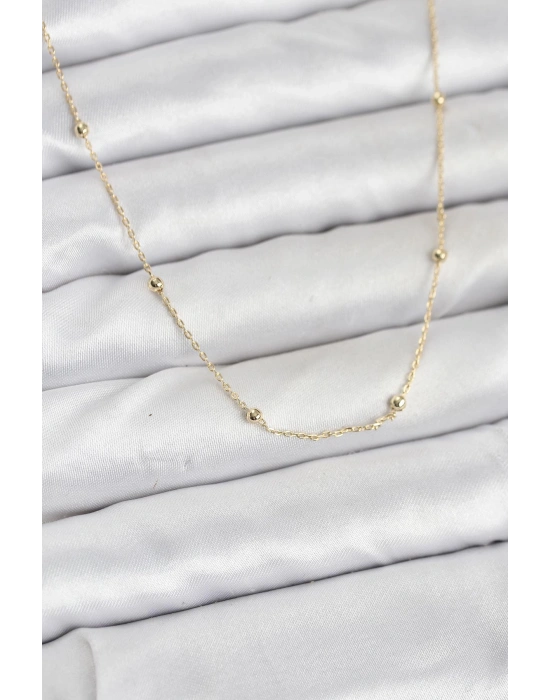 CM 14K Gold Renk Minik Top Zincirli Kadın Kolye