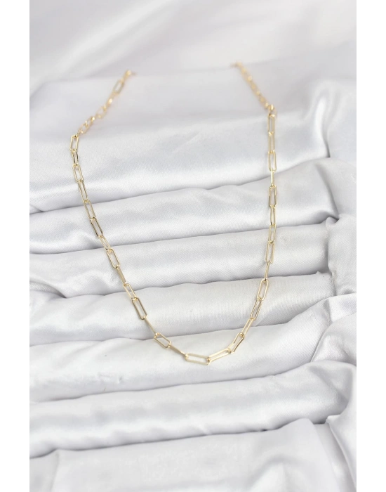 CM 14K Gold Renk Pirinç Ataç Zincir Kadın Kolye