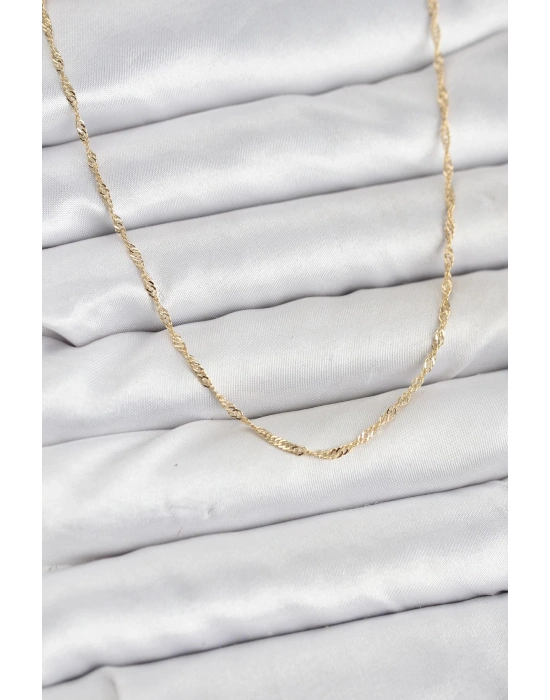 CM 14K Gold Renk Pirinç Ezme Burgu Model Kadın Kolye