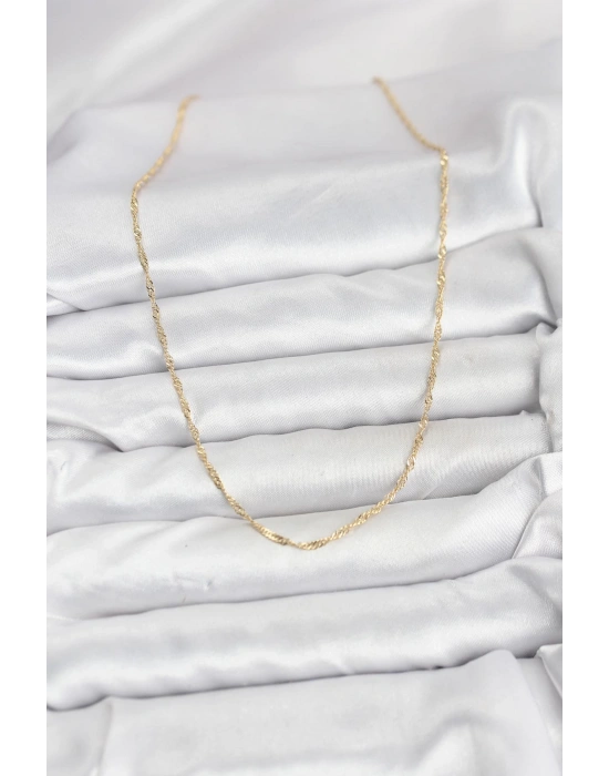 CM 14K Gold Renk Pirinç Ezme Burgu Model Kadın Kolye