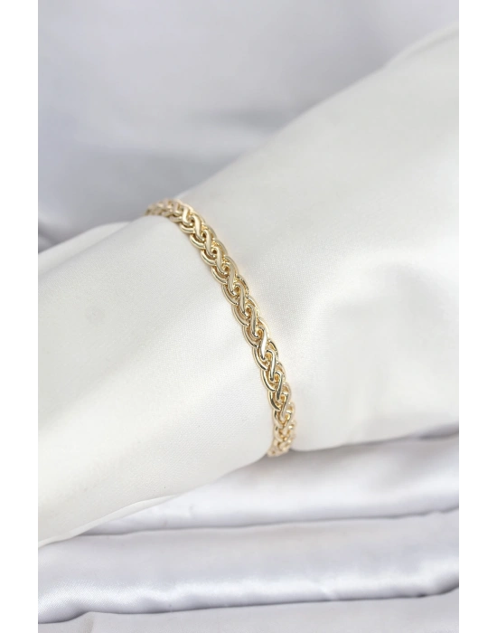 CM 14K Gold Renk Sarmal Zincir Model Kadın Bileklik