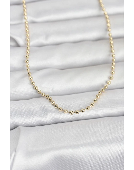 CM 14K Gold Renk Top Zincirli Model 60 cm Kadın Kolye