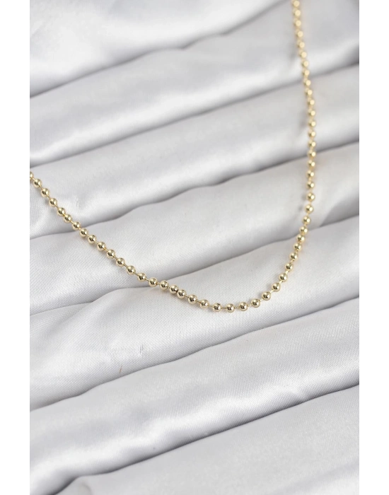CM 14K Gold Renk Top Zincirli Model 60 cm Kadın Kolye