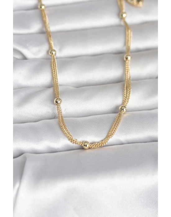 CM 14K Gold Renk Topçuk Model 60 cm Kadın Kolye